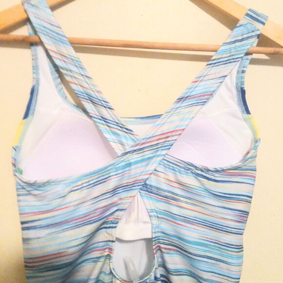 Lands End Athletic One Piece Swimsuit-Size 12-Racerback-Lined-UPF 50-D Cup - Picture 7 of 10